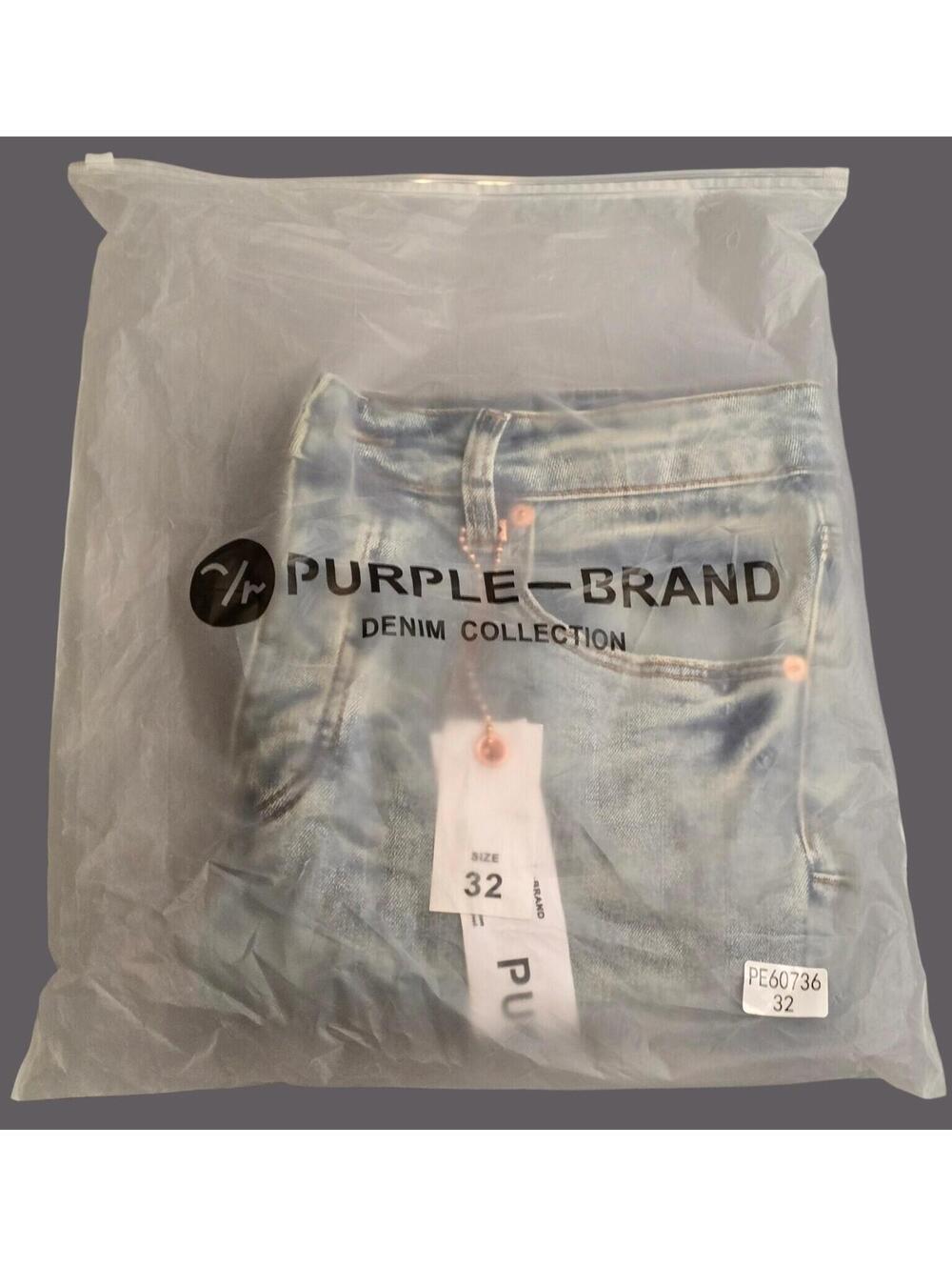 Purple Brand Light Wash Blue Men's Slim Denim Jeans Button - Picture 7 of 7